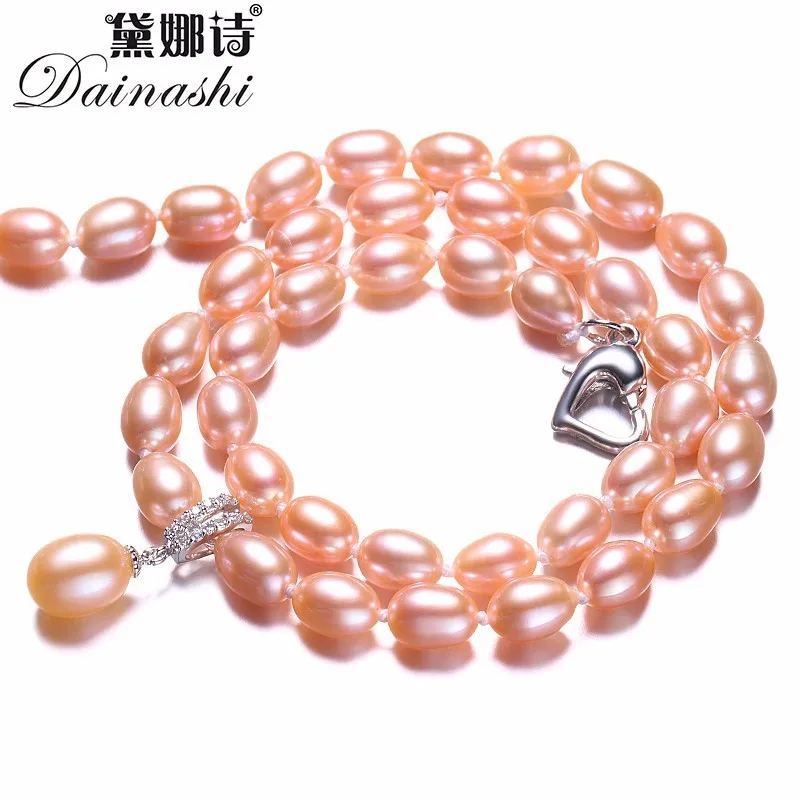 Pearl Trim Chain - Dainashi 925 Prata Colar da Pérola,