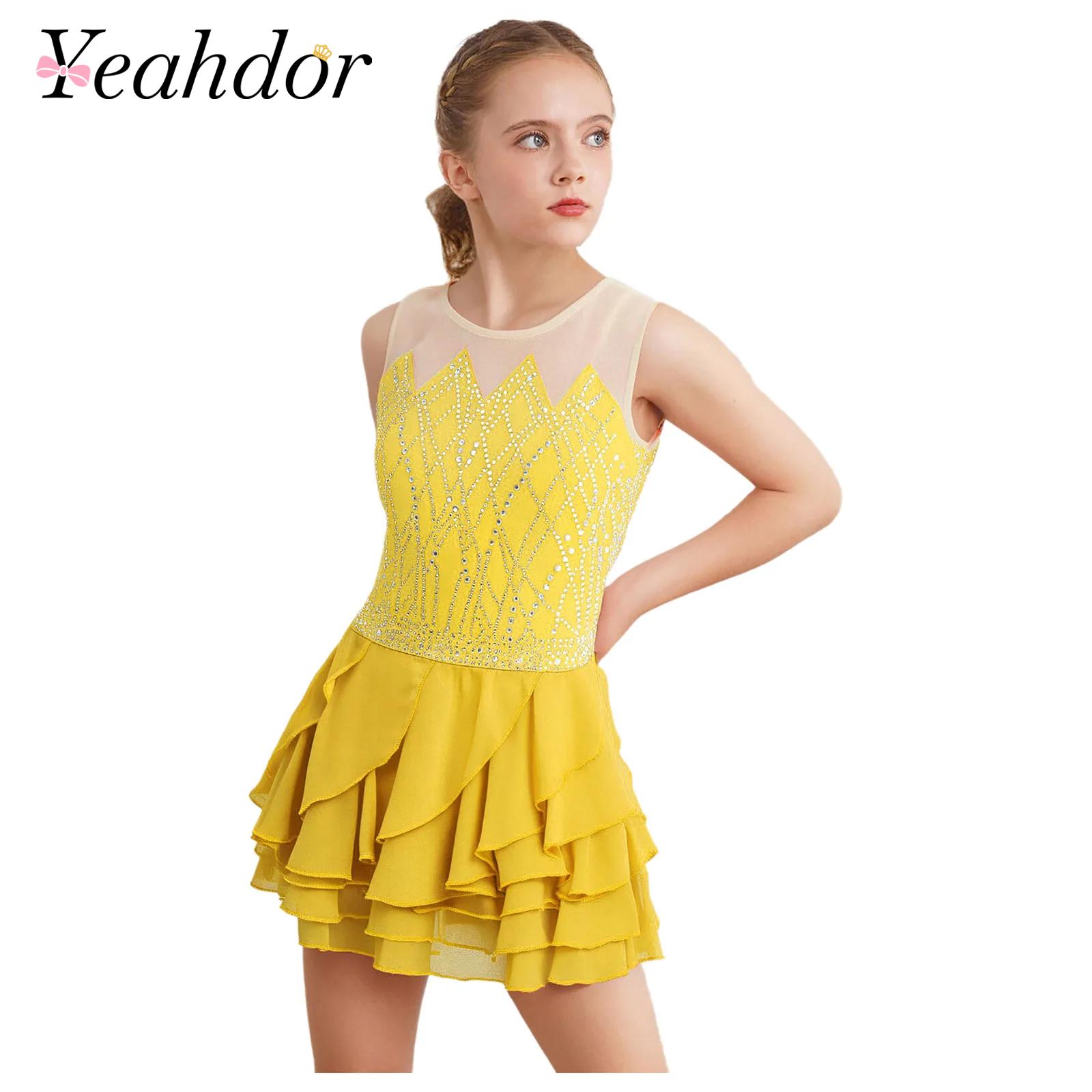Rhinestone Banding Trim - Meninas malha patinação artística vestido dança