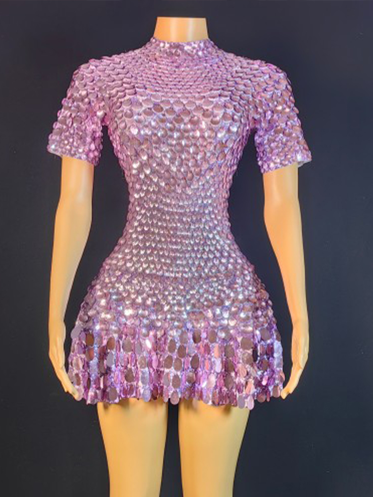 Lindo Lantejoulas Mini Vestido - Rhinestone Banding Trim avaliação e preço