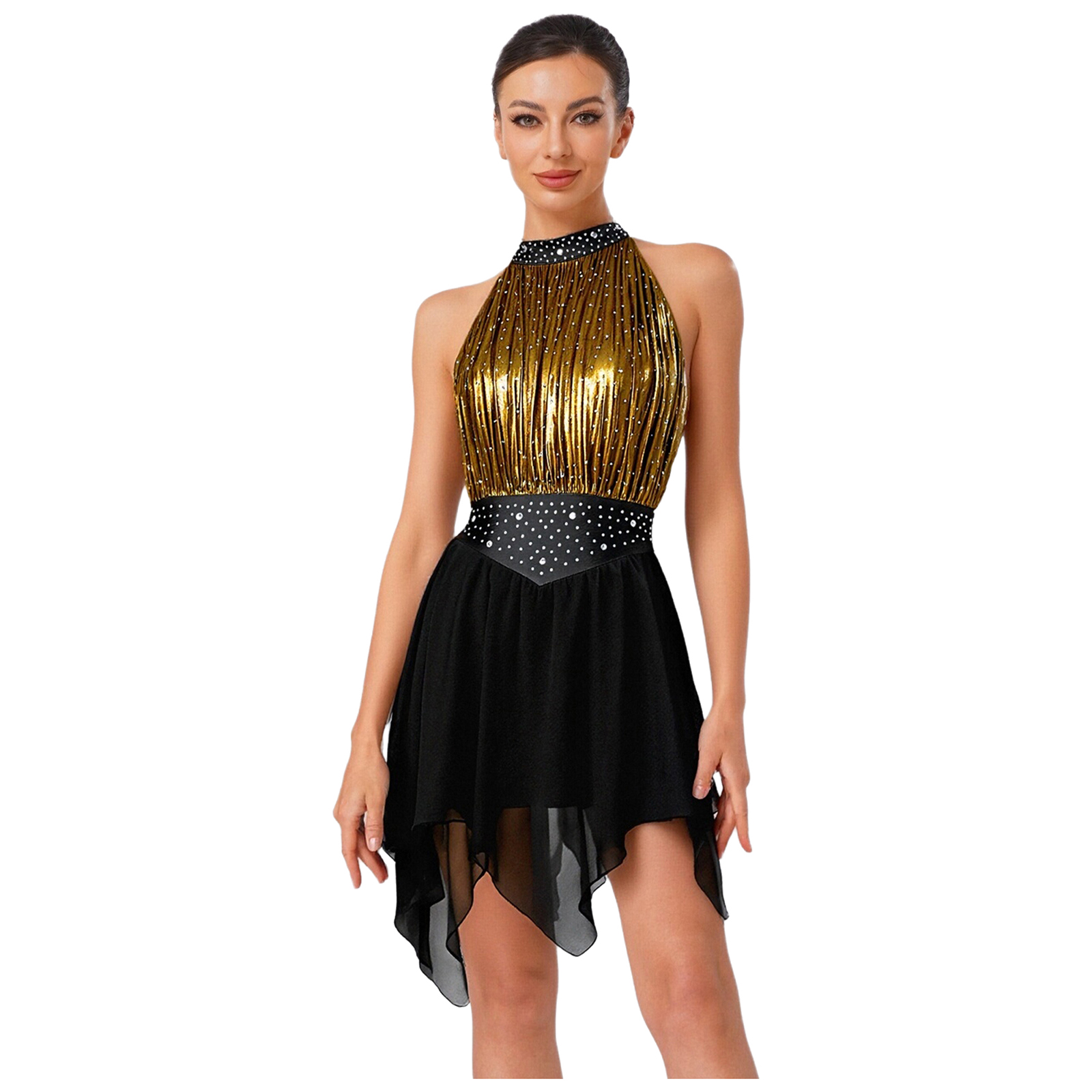 Vestido de Dança Lírico Sem Ma - Rhinestone Banding Trim avaliação e preço