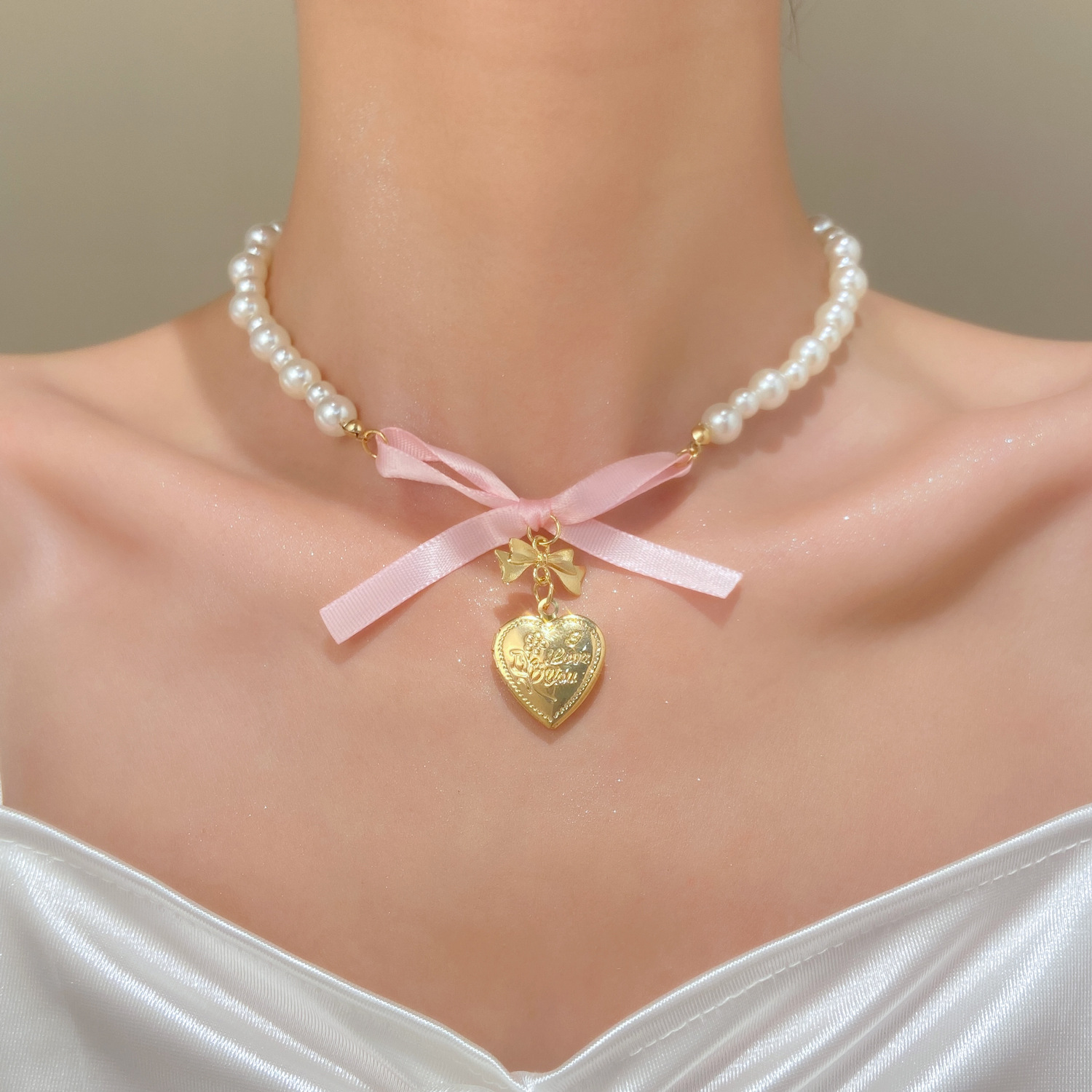 Francês romântico rosa bowknot - Pearl Trim Chain avaliação e preço
